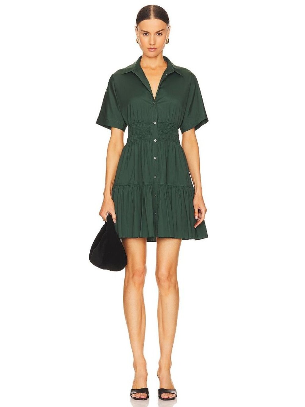 Veronica Beard Greta Dress in Forest Green 4 Womens Mini Shirtdress